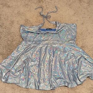 SHEIN Iridescent Silver Halter Dress